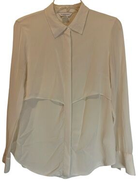Club Monaco Cream/Ivory Button-Front Silk Blouse